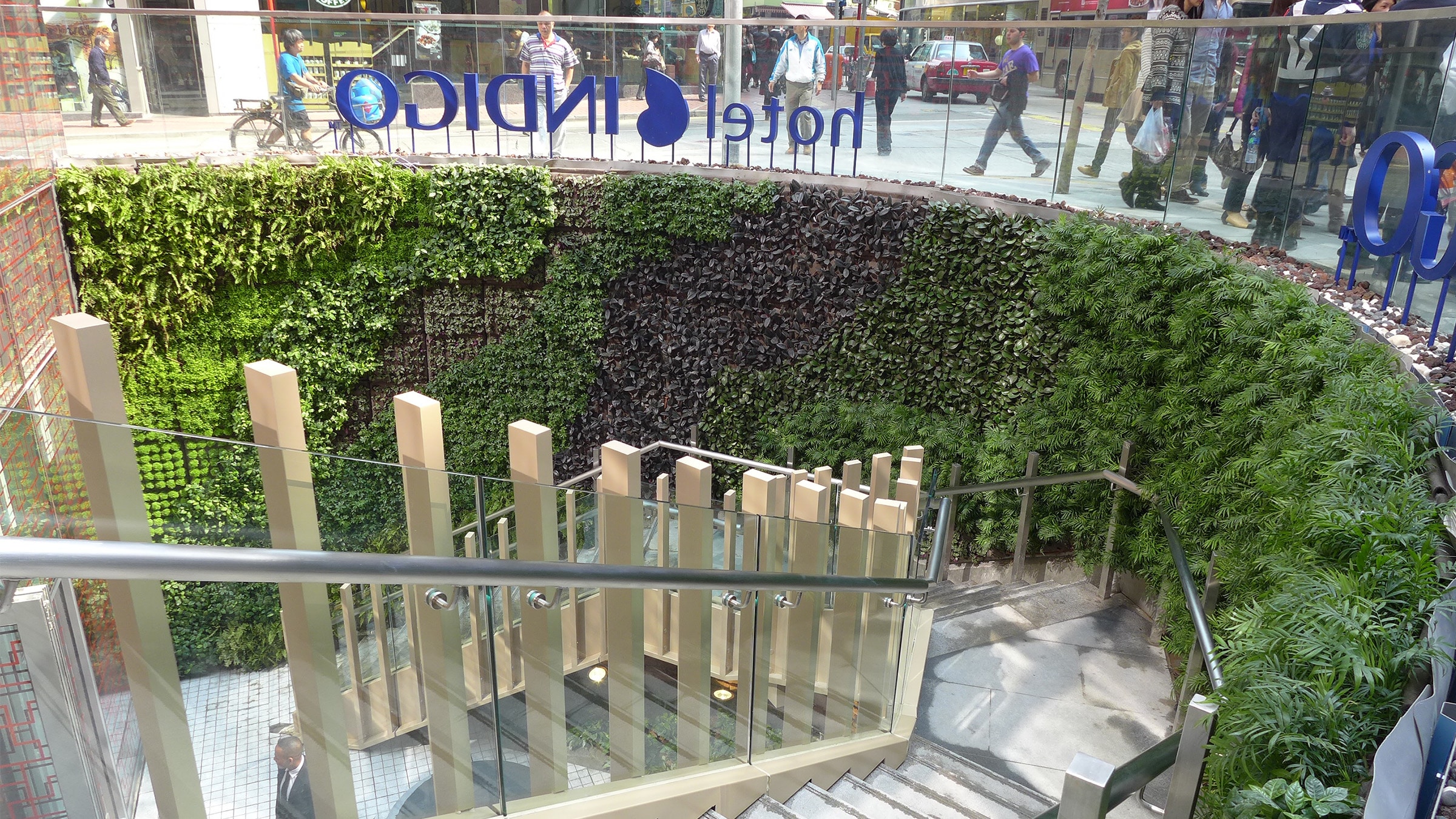 Sempergreen living wall HK Indigo Hotel stair